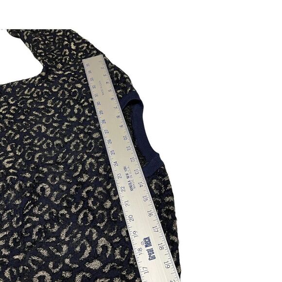 Zara Sweater Womens M Blue Fuzzy Leopard Hi Low Silver Animal Print Party Knit - Picture 4 of 10